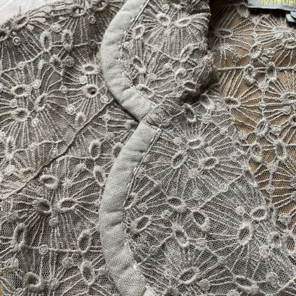 Malandrino Womens Embroidered Duster Linen Lace Dress 42 3/4 Length Sleeve Retro - Picture 9 of 10